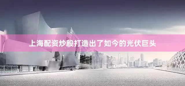 上海配资炒股打造出了如今的光伏巨头